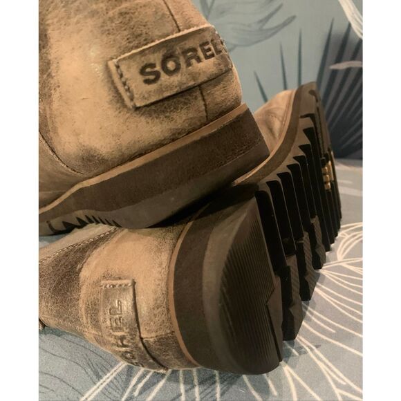 Sorel Harlow Gray Leather Chelsea Pull On Ankle Boots sz 10 - Picture 8 of 9